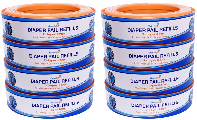 ChoiceRefill Compatible with Diaper Genie Pails, 8-Pack, 2160 count - Image 1